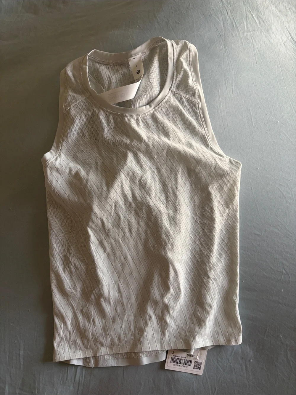 Lululemon Athletica White Gray Fast and Free Airflow Run Tank Ribbed Top